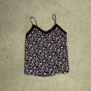 Floral Black and Red Women's Top